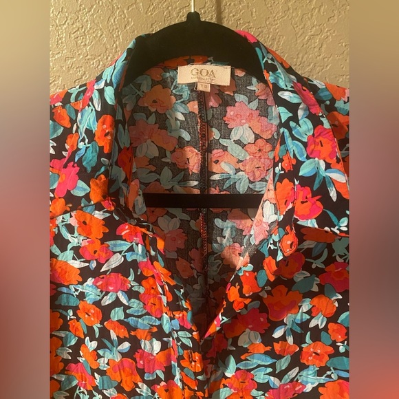 Goa Paris Floral Puff Sleeve Sundress with Notched Collar - Picture 2 of 6